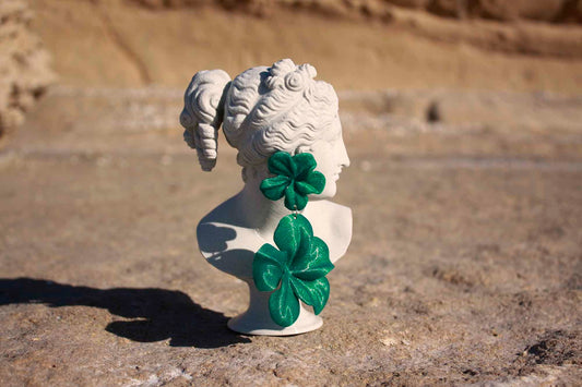 Large Emerald Hibis Earrings. Elegant, long, 3D-printed, flower-shaped earrings that are as light as a feather.