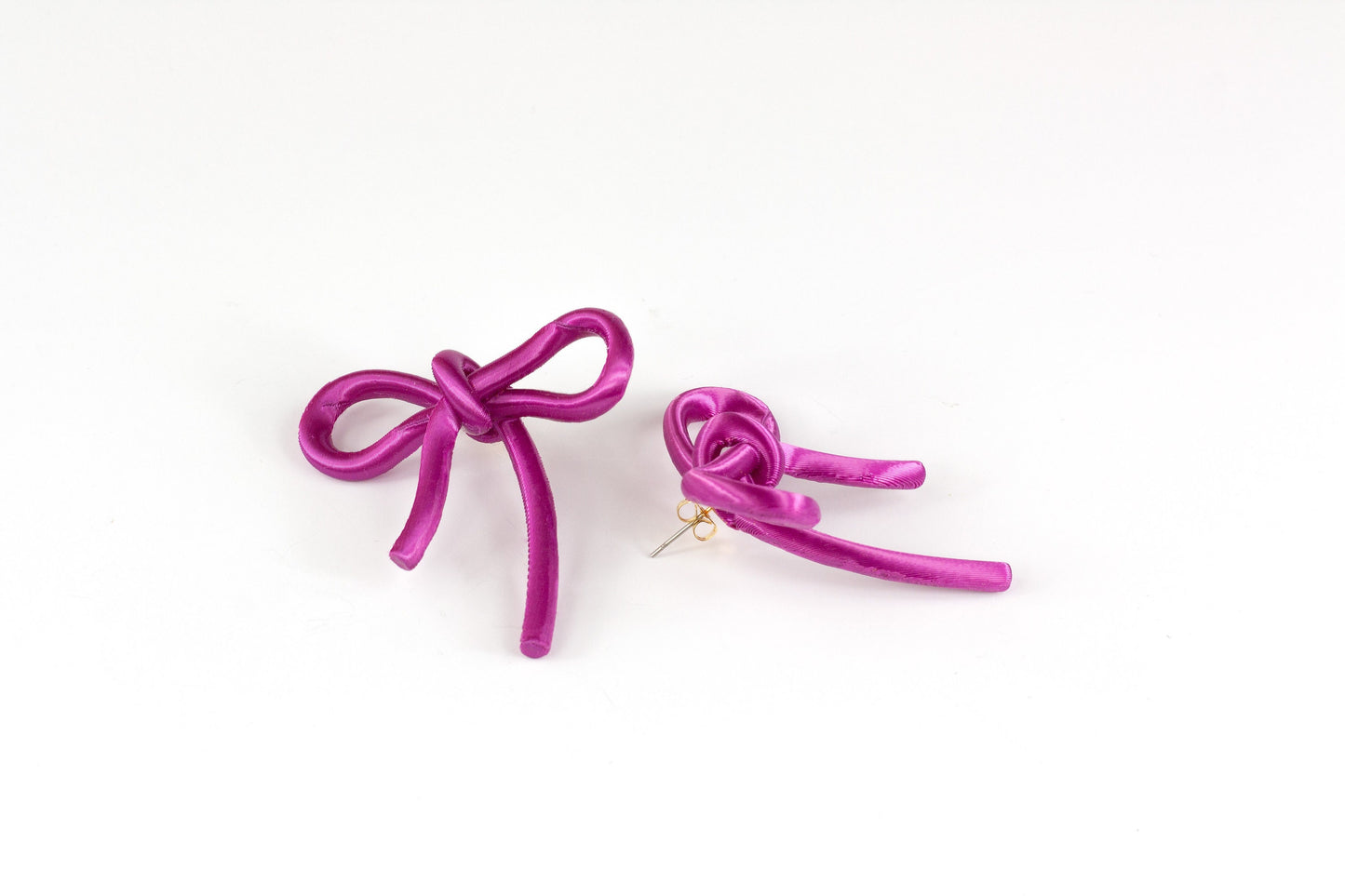 Cyclamen Pink Bow Earrings