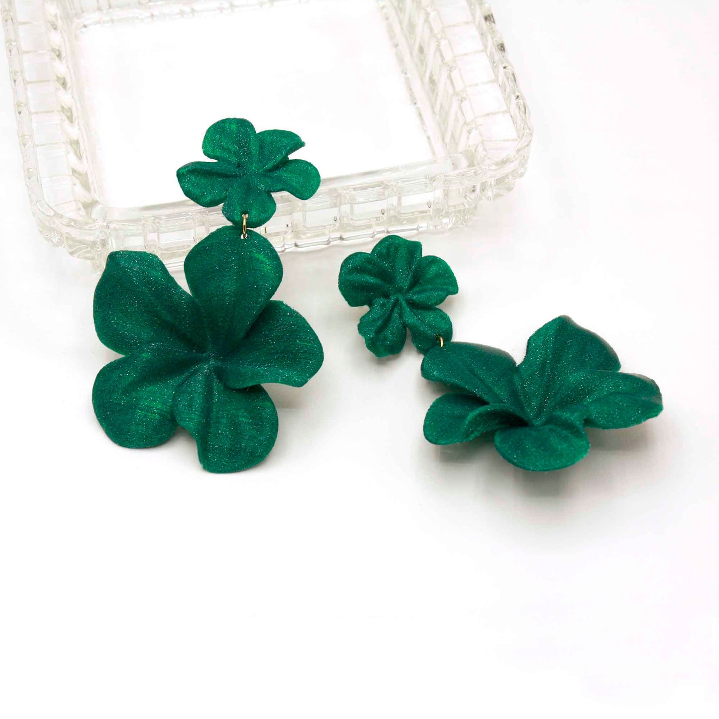 Pendientes Gran Hibis Esmeralda.