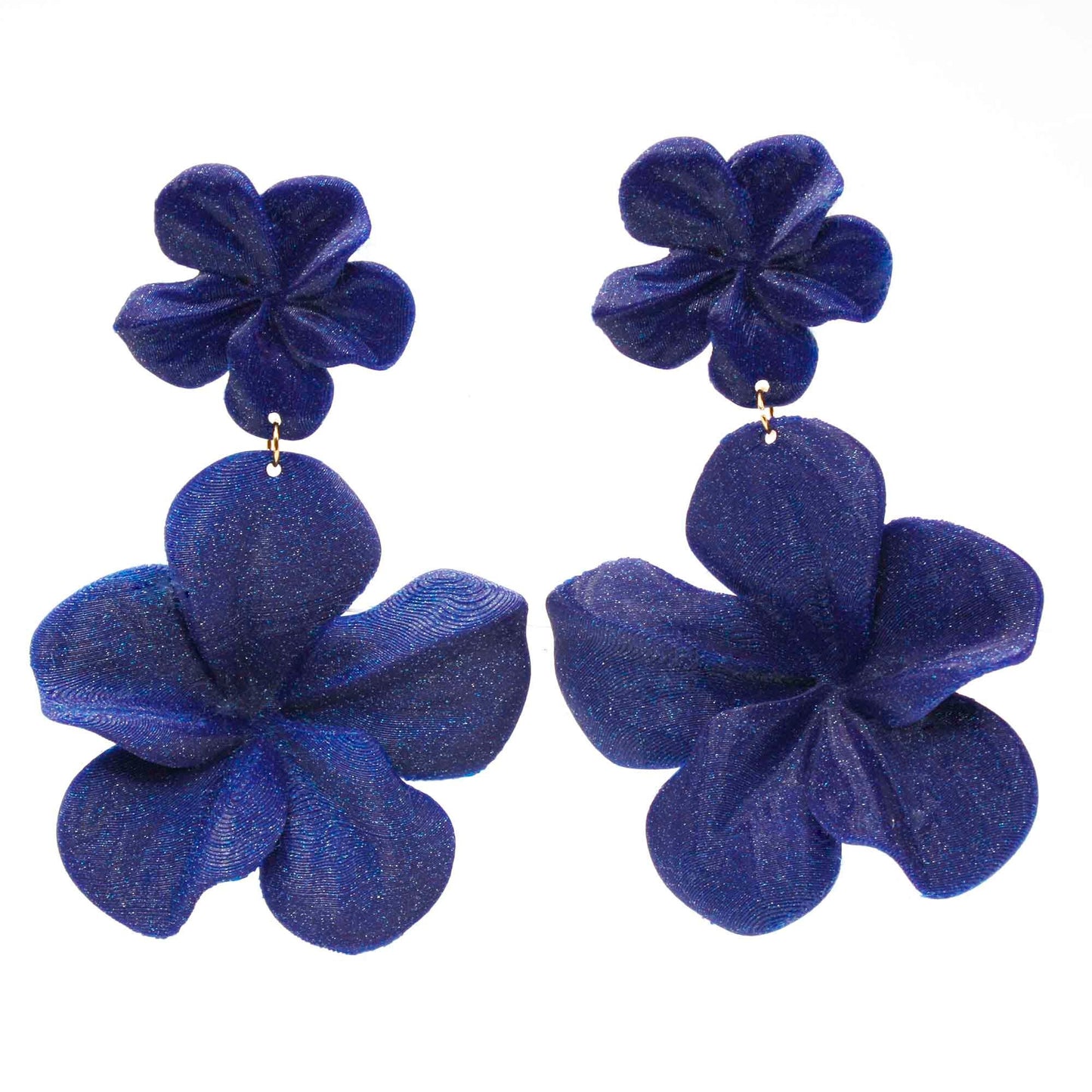 Pendientes Gran Hibis en color Azul Ultramar.