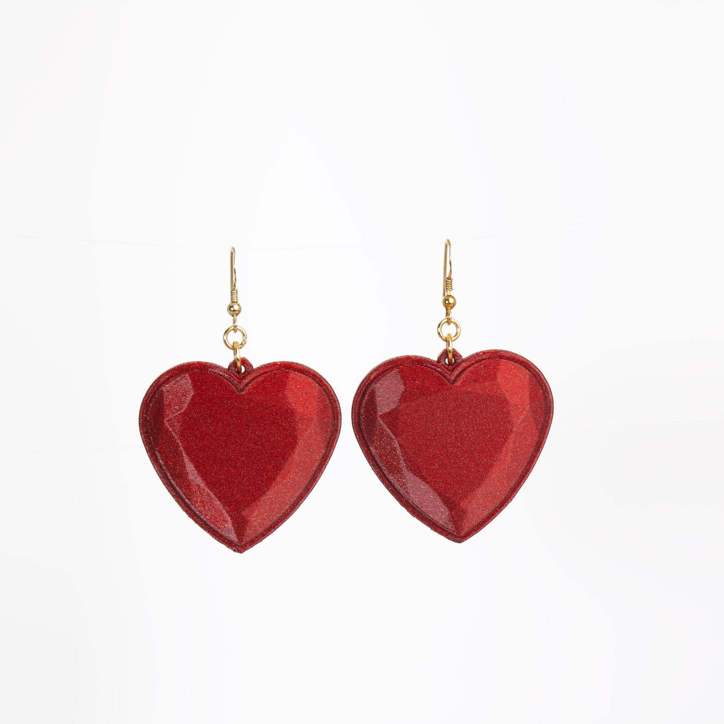 My Red Heart earrings, 3D printed with gold-plated silver hooks. Inner Love Collection. Show off!