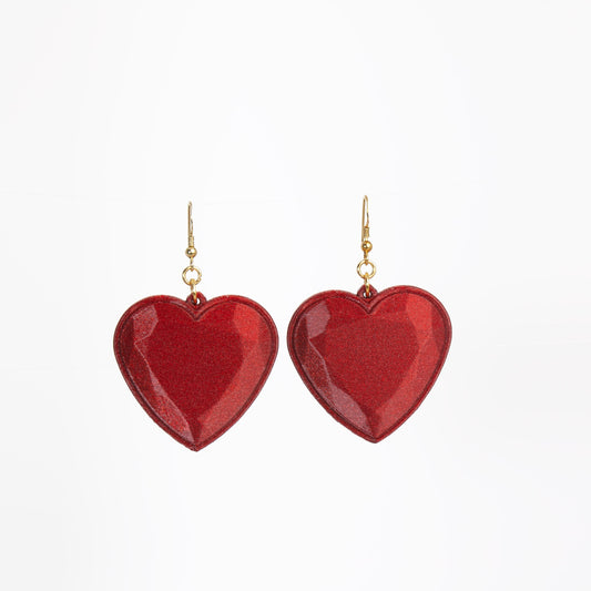 My Red Heart earrings, 3D printed with gold-plated silver hooks. Inner Love Collection. Show off!