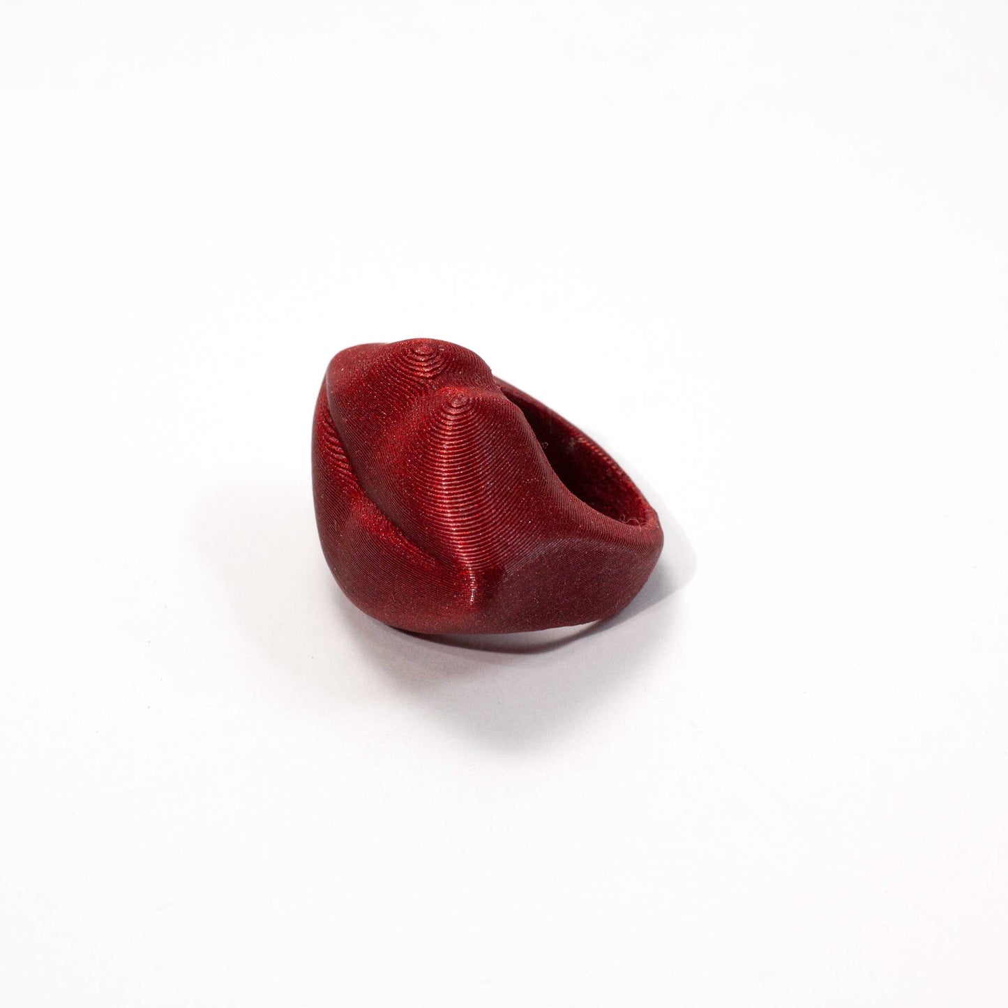 Custom-made 3D printed Cooper Hibis flower ring, available in various colors.