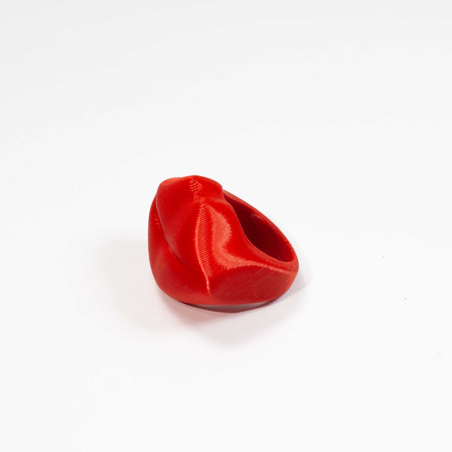 Custom-made 3D printed Cooper Hibis flower ring, available in various colors.