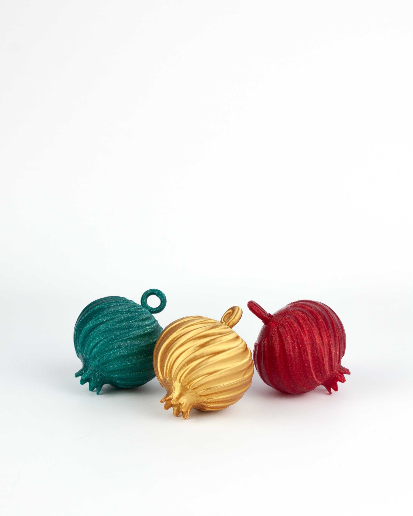 3 Granadas Rojo Rubí de Navidad