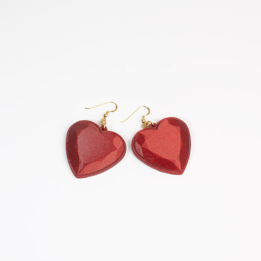 My Red Heart earrings, 3D printed with gold-plated silver hooks. Inner Love Collection. Show off!