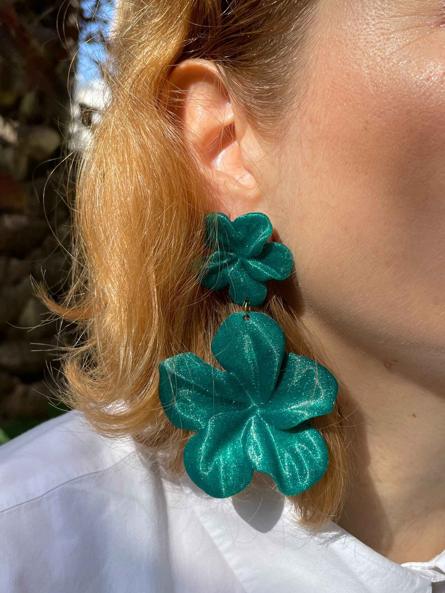 Pendientes Gran Hibis Esmeralda.