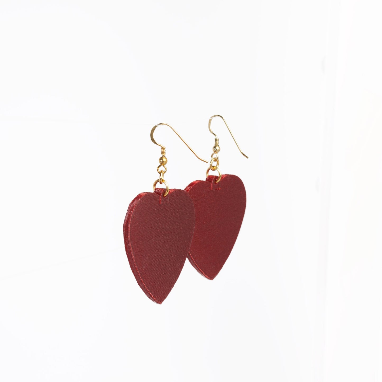 My Red Heart earrings, 3D printed with gold-plated silver hooks. Inner Love Collection. Show off!