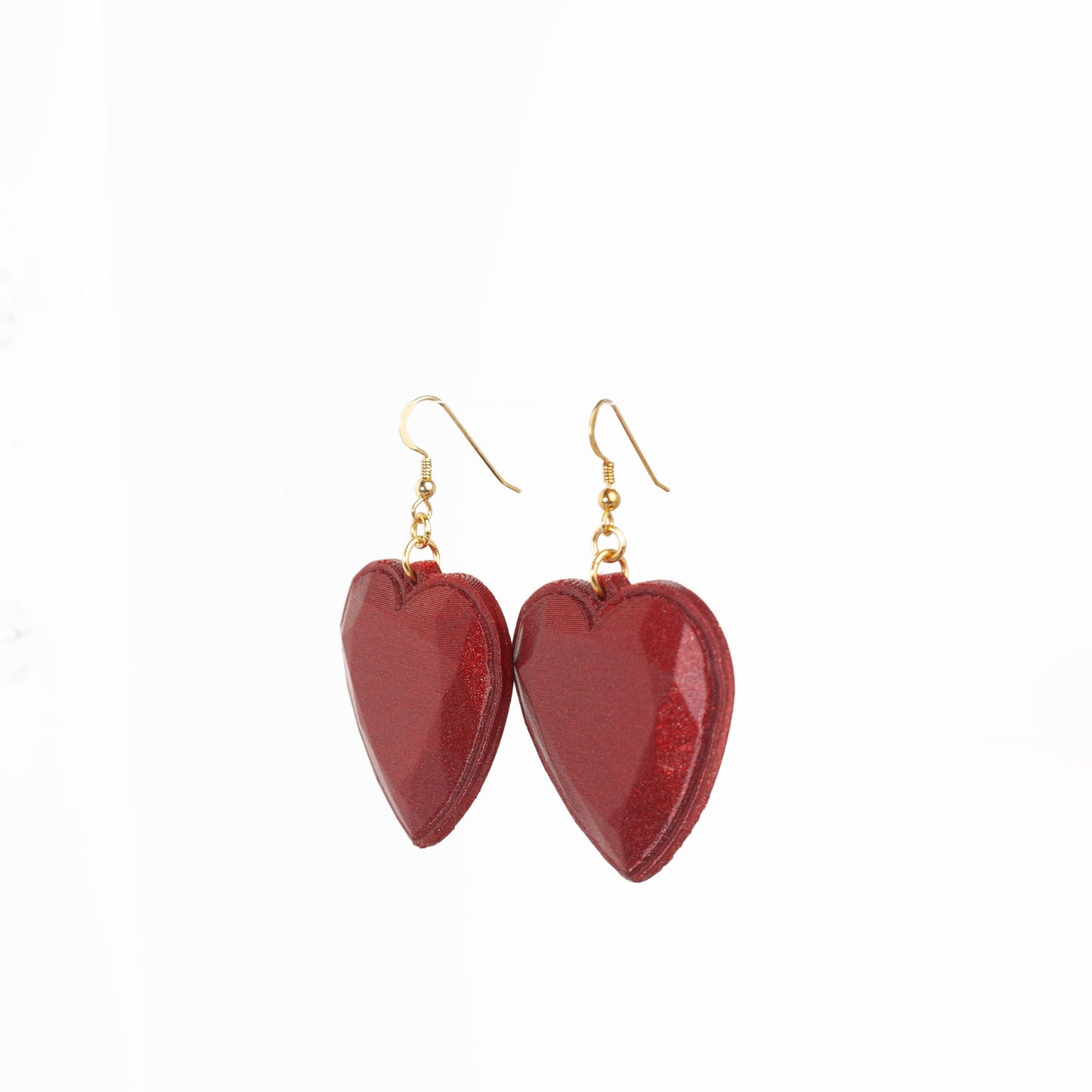 My Red Heart earrings, 3D printed with gold-plated silver hooks. Inner Love Collection. Show off!