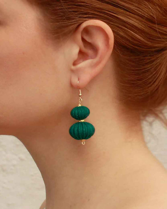 Boletia earrings from the Lukt collection, in Emerald, 3D printed, elegant and lightweight.