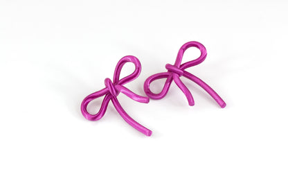 Cyclamen Pink Bow Earrings