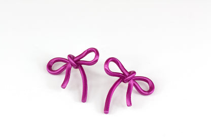 Cyclamen Pink Bow Earrings