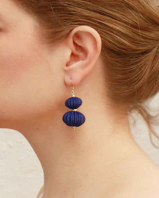Boletia earrings from the Lukt collection, in Ultramarine Blue, 3D printed, elegant and lightweight.