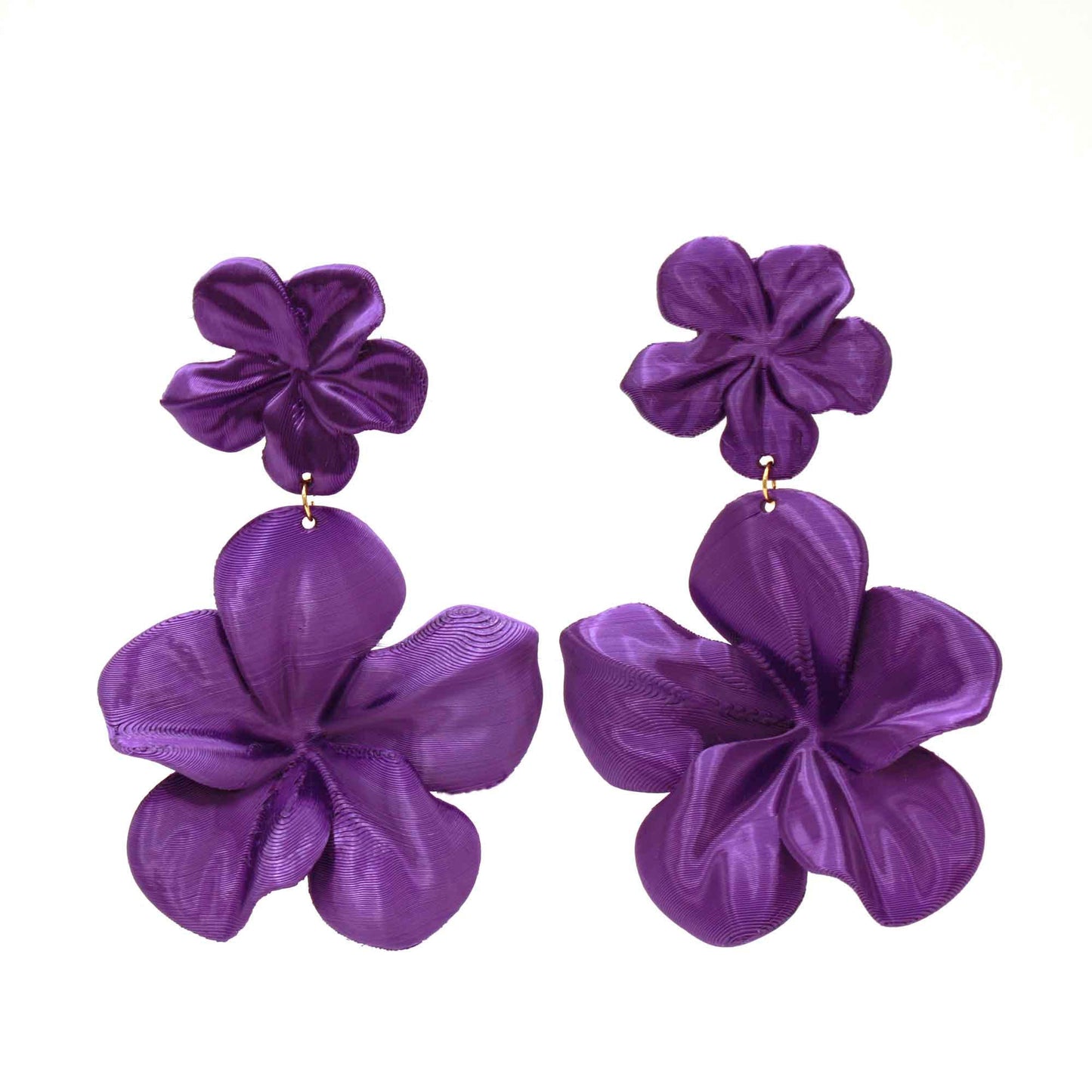 Pendientes Gran Hibis Violeta. Pendientes impresos en 3D, Ligeros y sostenibles