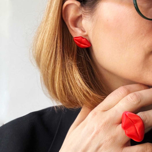 Pendientes KISSES Rojo Coral