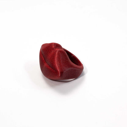 Custom-made 3D printed Cooper Hibis flower ring, available in various colors.