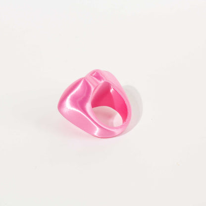 Custom-made 3D printed Cooper Hibis flower ring, available in various colors.