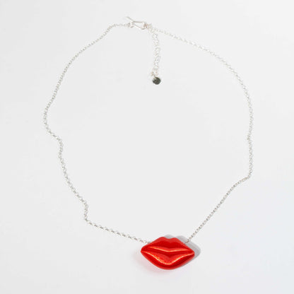Small Heart pendant in the shape of a red heart on a gold-plated silver chain. Inner Love Collection.