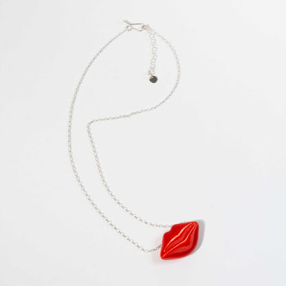 Small Heart pendant in the shape of a red heart on a gold-plated silver chain. Inner Love Collection.