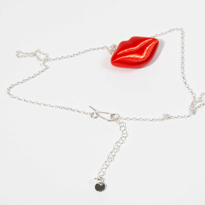 Small Heart pendant in the shape of a red heart on a gold-plated silver chain. Inner Love Collection.
