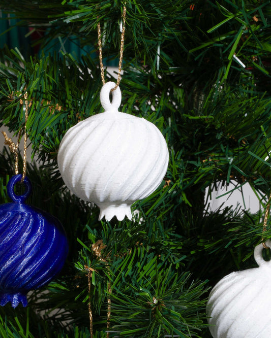 3 Granadas Blanco Mármol de Navidad