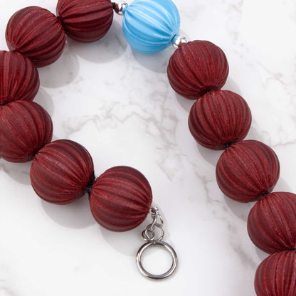 Collar Orba Rojo cereza y Azul cielo