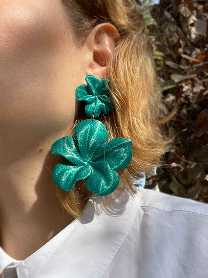 Pendientes Gran Hibis Esmeralda.