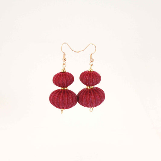 Boletia earrings from the Lukt collection, in Bordeaux, 3D printed, elegant and lightweight.
