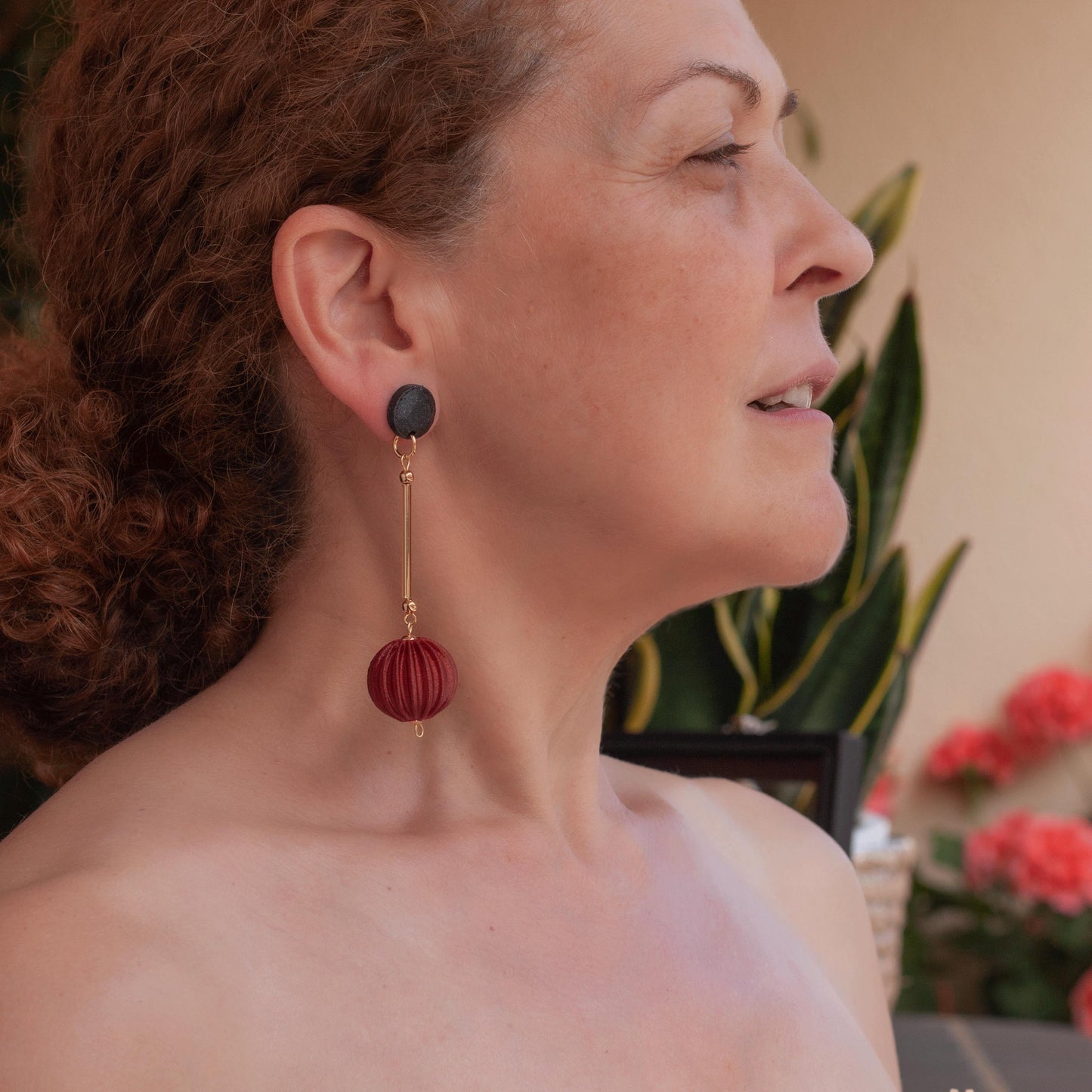 Pendientes Cassid Color Rojo Burdeos