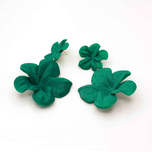 Pendientes Gran Hibis Esmeralda.