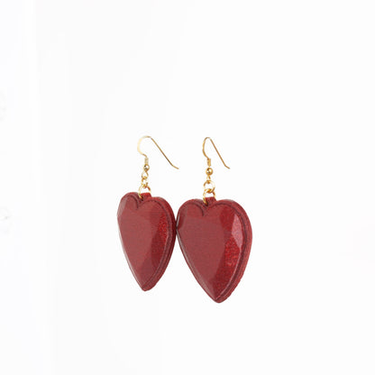 My Red Heart earrings, 3D printed with gold-plated silver hooks. Inner Love Collection. Show off!
